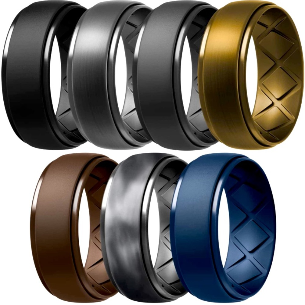 New 7 pack Mens silicone rings size 12